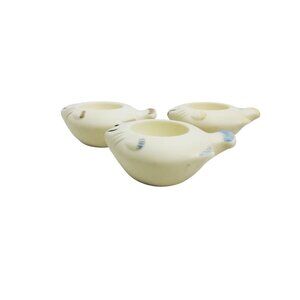 vintage set of 3 partlite bisque aqua pals floating fish votive candle holders